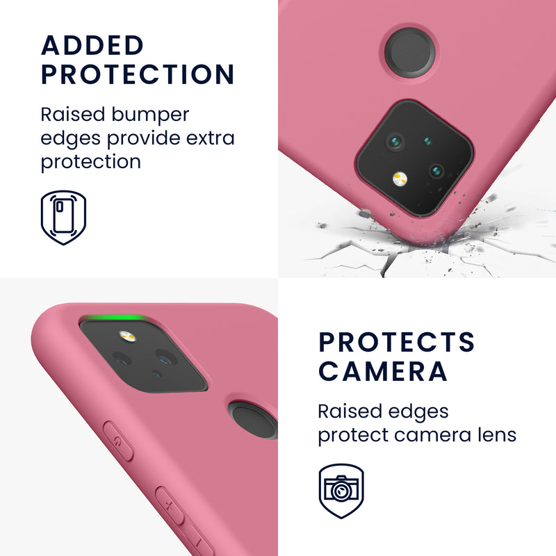 kwmobile Hülle kompatibel mit Google Pixel 5 Hülle - gummierte Silikon Handyhülle - Schutzhülle für kabelloses Laden - Case