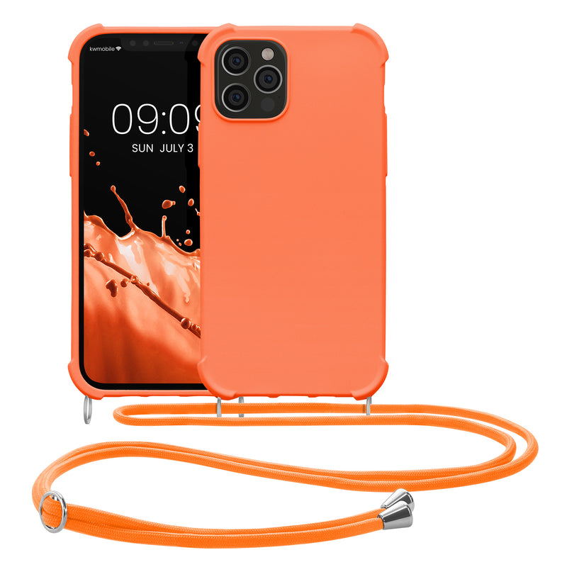 kwmobile Necklace Case kompatibel mit Apple iPhone 12 / iPhone 12 Pro Hülle - Cover mit Kordel zum Umhängen - Silikon Schutzhülle