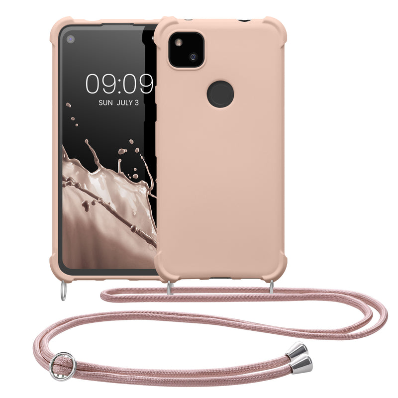 kwmobile Necklace Case kompatibel mit Google Pixel 4a Hülle Cover mit Kordel zum Umhängen Silikon Schutzhülle