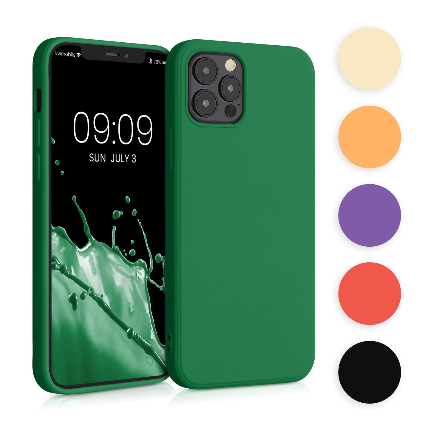kwmobile Hülle kompatibel mit Apple iPhone 12 / iPhone 12 Pro Hülle - gummierte TPU Silikon Handyhülle - Schutzhülle für kabelloses Laden - Case in Petrol matt Petrol matt  