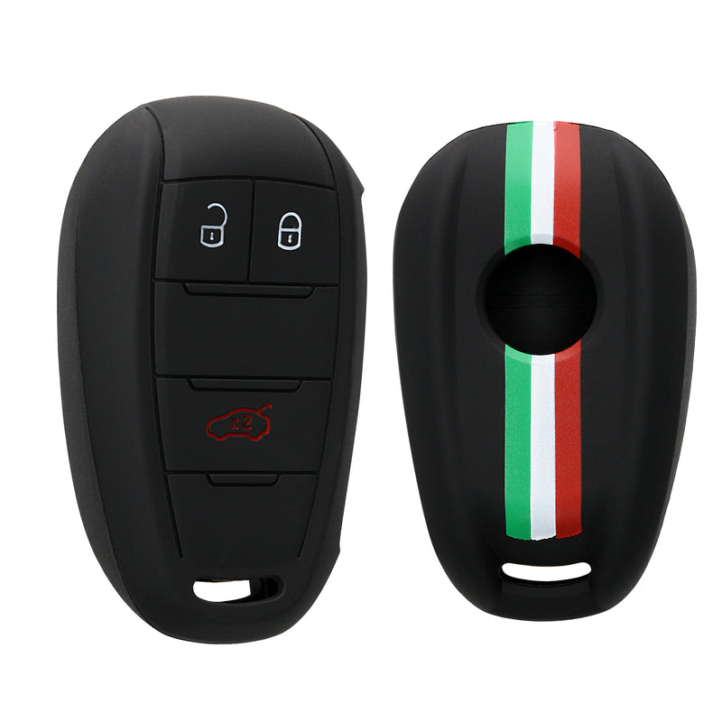 kwmobile Autoschlüssel Hülle kompatibel mit Alfa Romeo 3-Tasten Funk Autoschlüssel Hülle - Schlüsselhülle Italien Streifen Schwarz