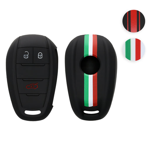 kwmobile Autoschlüssel Hülle kompatibel mit Alfa Romeo 3-Tasten Funk Autoschlüssel Hülle - Schlüsselhülle Carbon Schwarz Schwarz  [dsg04]