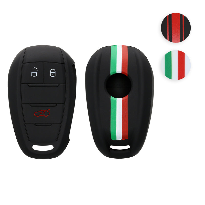 kwmobile Autoschlüssel Hülle kompatibel mit Alfa Romeo 3-Tasten Funk Autoschlüssel Hülle - Schlüsselhülle Carbon Schwarz Schwarz  [dsg04]