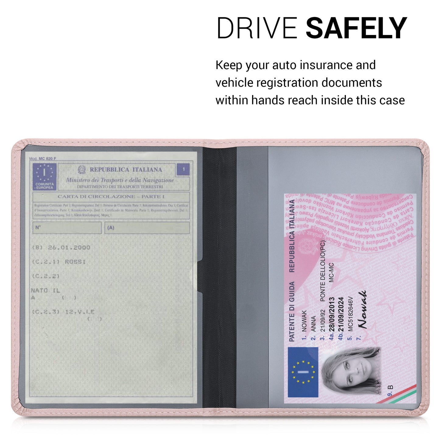 kwmobile Fahrzeugschein Hülle mit Kartenfächern Tasche für italienische Auto Zulassungsbescheinigung Führerschein