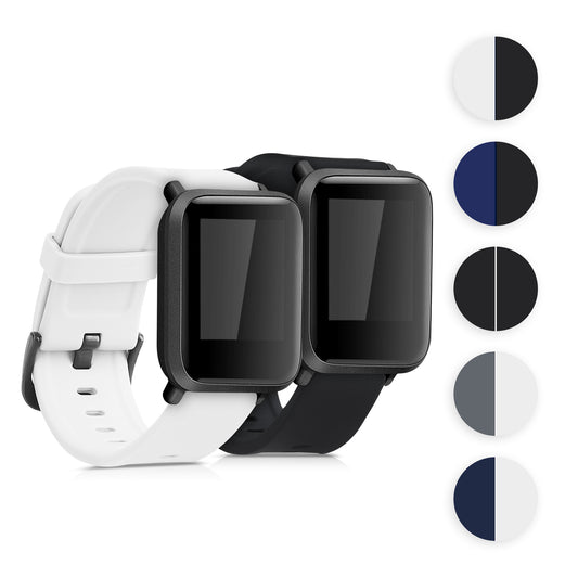 kwmobile 2x Sportarmband kompatibel mit Huami Amazfit Bip S / Bip S Lite Armband - Fitnesstracker Band Set aus TPU Silikon Schwarz  [dsg04]