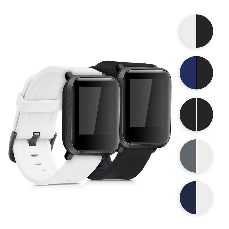 kwmobile 2x Sportarmband kompatibel mit Huami Amazfit Bip S / Bip S Lite Armband - Fitnesstracker Band Set aus TPU Silikon Schwarz  [dsg04]