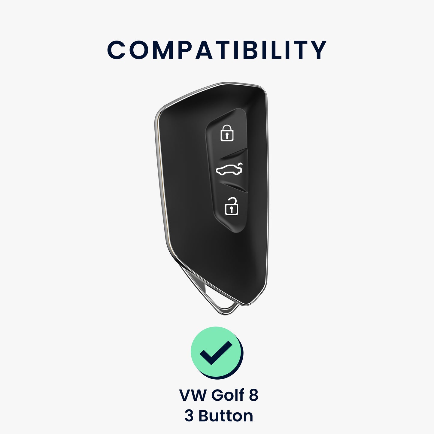 kwmobile Autoschlüssel Hülle kompatibel mit VW Golf 8 3-Tasten Autoschlüssel - Schlüsselhülle Silikon Cover