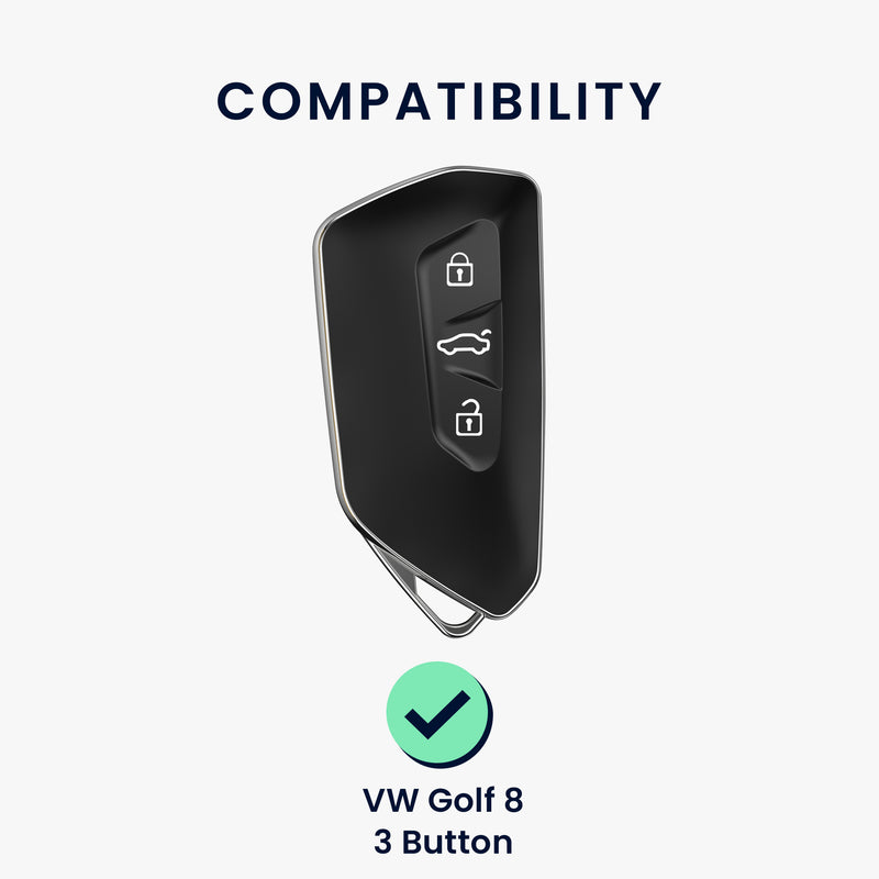 kwmobile Autoschlüssel Hülle kompatibel mit VW Golf 8 3-Tasten Autoschlüssel - Schlüsselhülle Silikon Cover