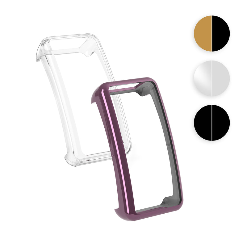kwmobile 2x Schutzhülle kompatibel mit Fitbit Inspire 3 / Inspire 2 / Ace 3 Hülle - Fullbody Cover Set aus Silikon - Transparent Silber Transparent  [dsg07]
