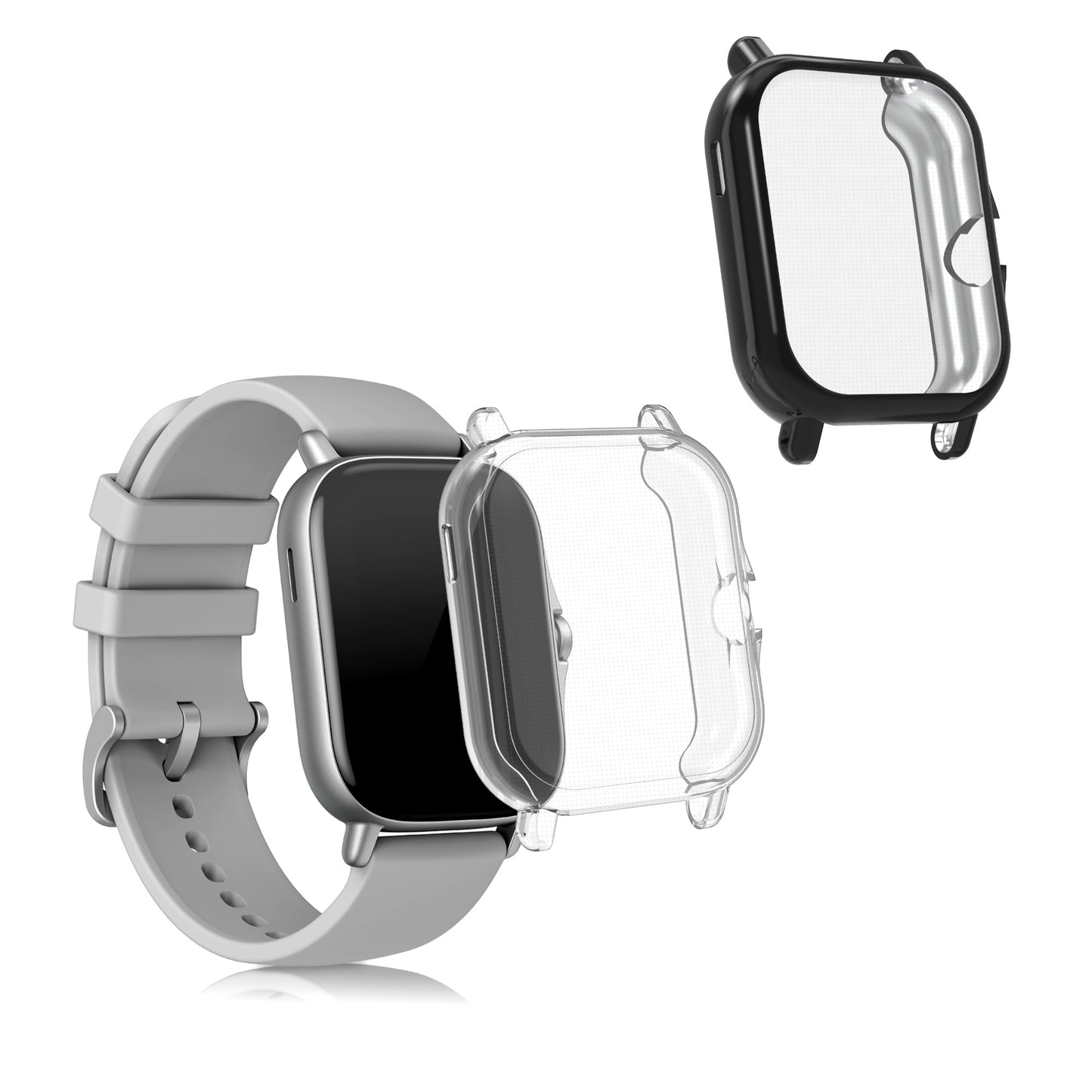 kwmobile Silikon Hülle für Huami Amazfit GTS 3 / GTS 2 / GTS 2e Schutzhülle Fullbody Display Cover Set