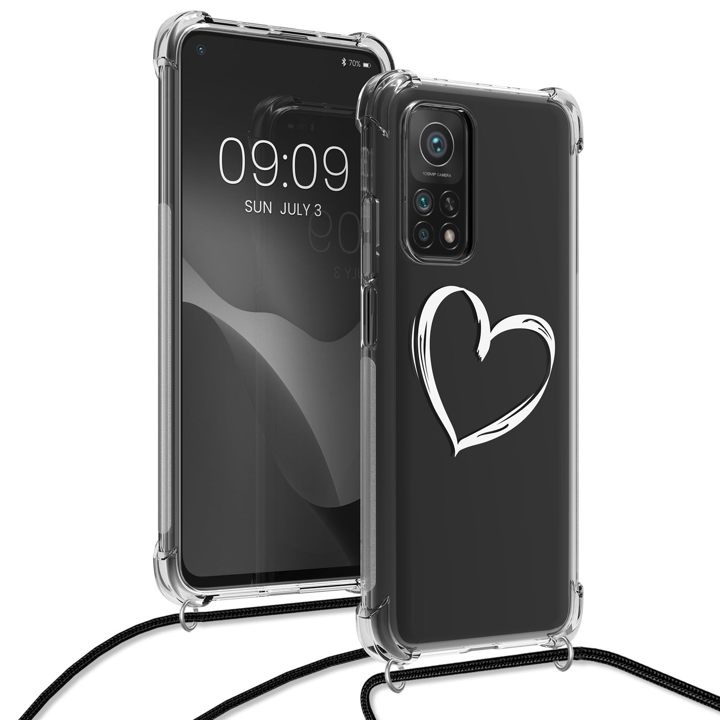 kwmobile Necklace Case kompatibel mit Xiaomi Mi 10T / Mi 10T Pro Hülle - Silikon Cover mit Handykette Transparent Dschungel