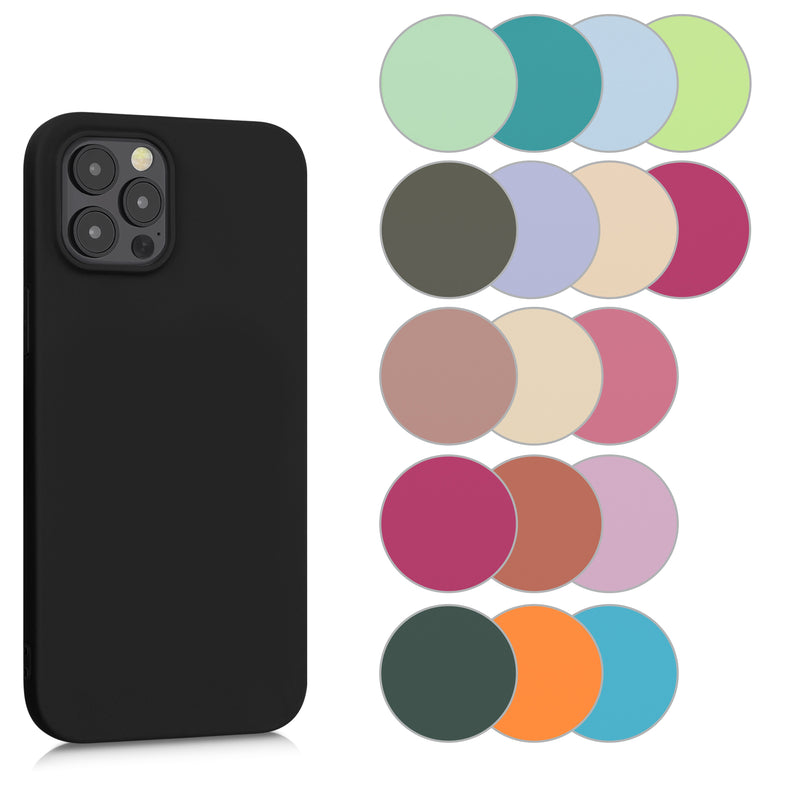 kwmobile Hülle kompatibel mit Apple iPhone 12 Pro Max Hülle - weiches TPU Silikon Case - Cover geeignet für kabelloses Laden - Schwarz matt Schwarz matt  