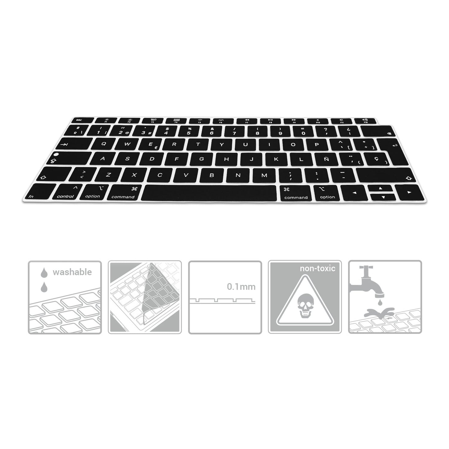 Silikon Tastaturschutz QWERTY (Spanien) kompatibel mit Apple MacBook Air 13" 2018 2019 2020 A1932