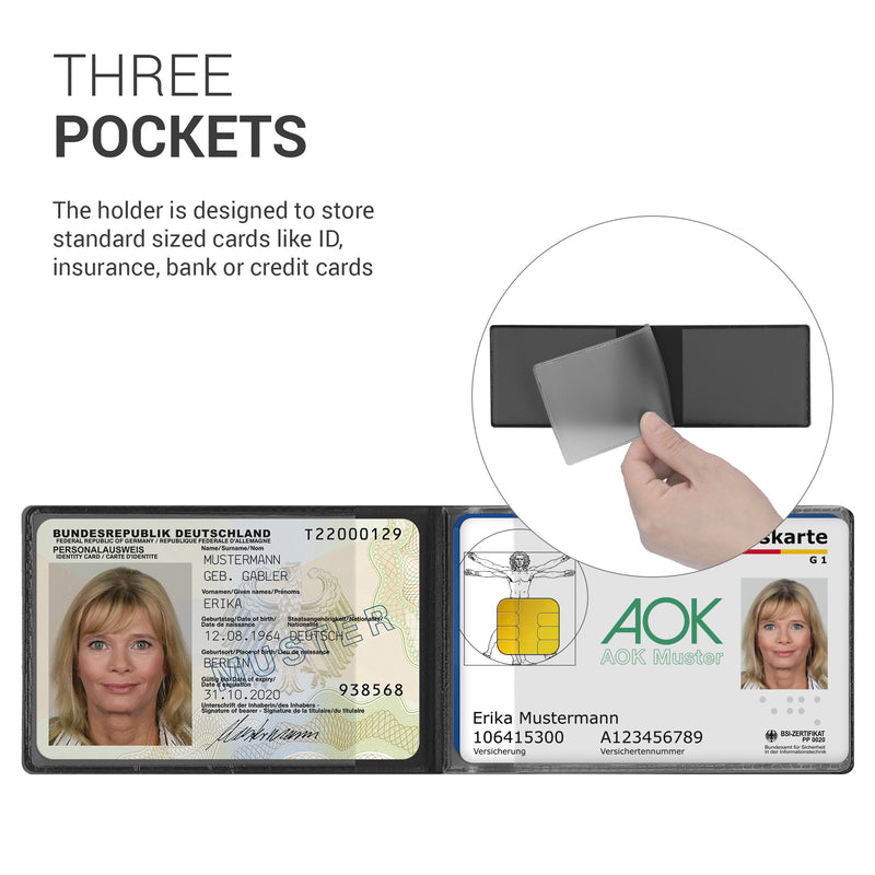 kwmobile 3in1 Kartenetui aus Kunstleder - 10 x 6,5cm - Mini Kreditkarten Wallet - Etui für Karten im Scheckkartenformat