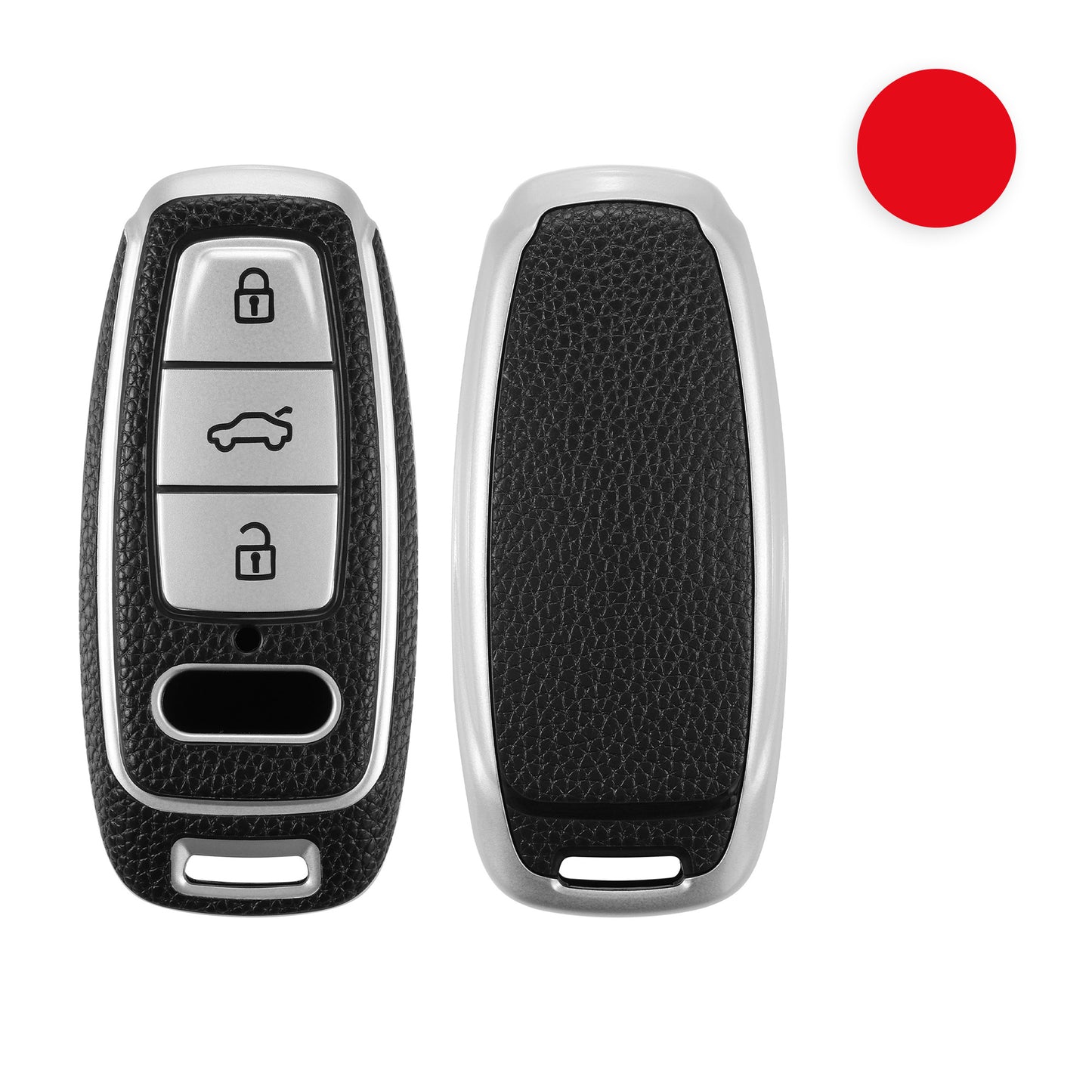 kwmobile Autoschlüssel Hülle kompatibel mit Audi A6 A7 A8 Q7 Q8 3-Tasten Autoschlüssel Keyless - Schlüsselhülle Cover Silber Schwarz Silber  [dsg01]