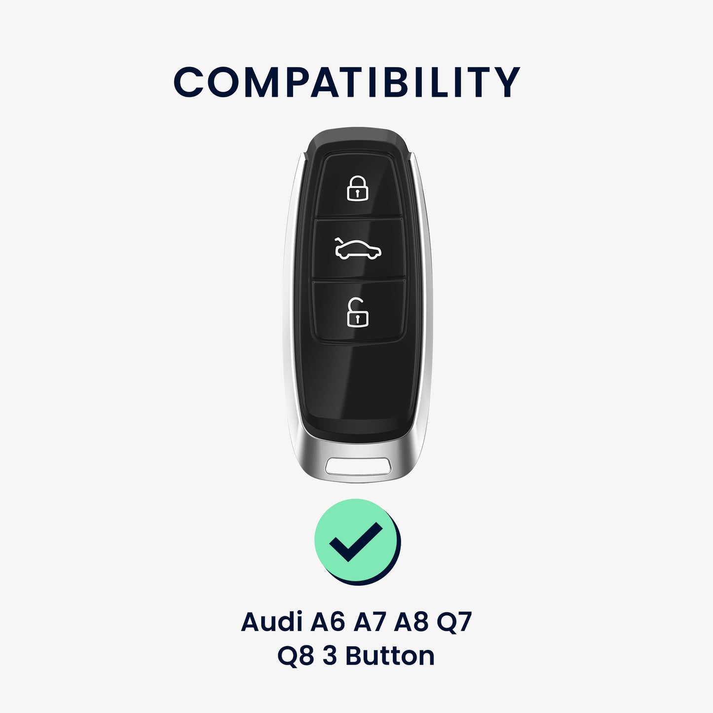 kwmobile Autoschlüssel Hülle kompatibel mit Audi A6 A7 A8 Q7 Q8 3-Tasten Autoschlüssel Keyless - Schlüsselhülle Cover