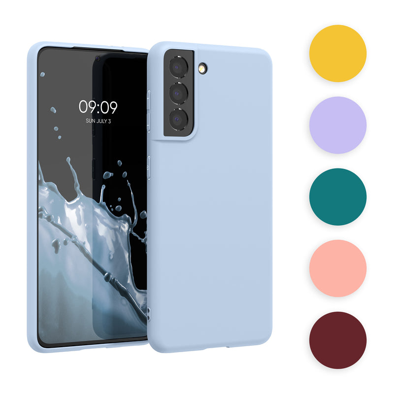 kwmobile Hülle kompatibel mit Samsung Galaxy S21 Hülle - weiches TPU Silikon Case - Cover geeignet für kabelloses Laden - Neon Koralle Neon Koralle  