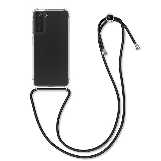 kwmobile Necklace Case kompatibel mit Samsung Galaxy S21 Hülle - Silikon Cover mit Handykette - Band Handyhülle Schwarz Transparent Schwarz  
