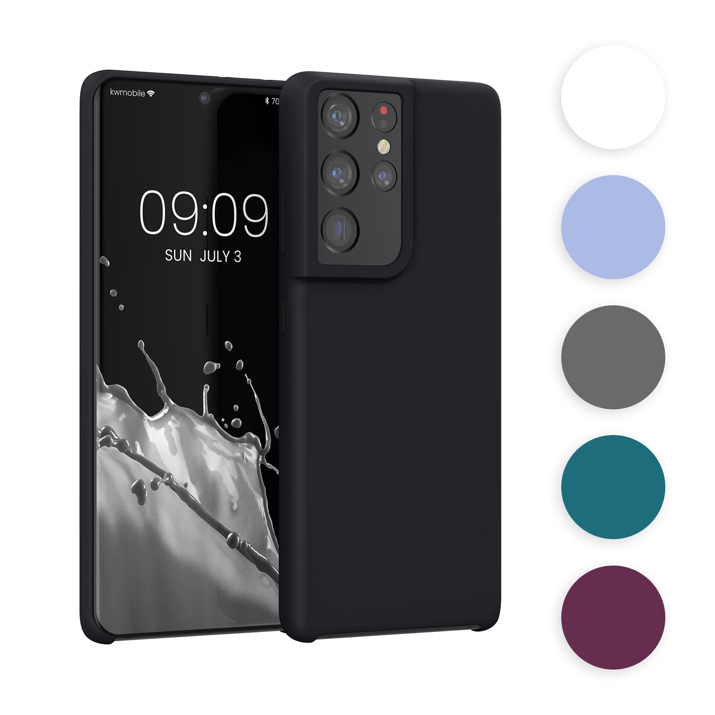 kwmobile Hülle kompatibel mit Samsung Galaxy S21 Ultra Hülle - Silikon Handy Case - Handyhülle weiche Oberfläche - kabelloses Laden - Purple Cloud Purple Cloud  