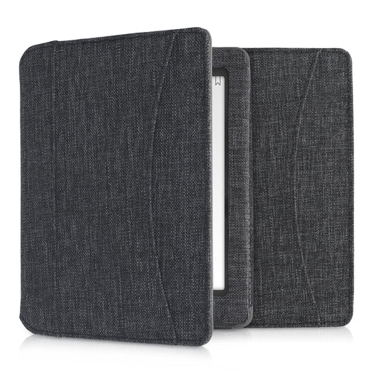 kwmobile Flip Hülle kompatibel mit Kobo Aura Edition 1 - Vorderfach Handschlaufe - Dunkelgrau Dunkelgrau  