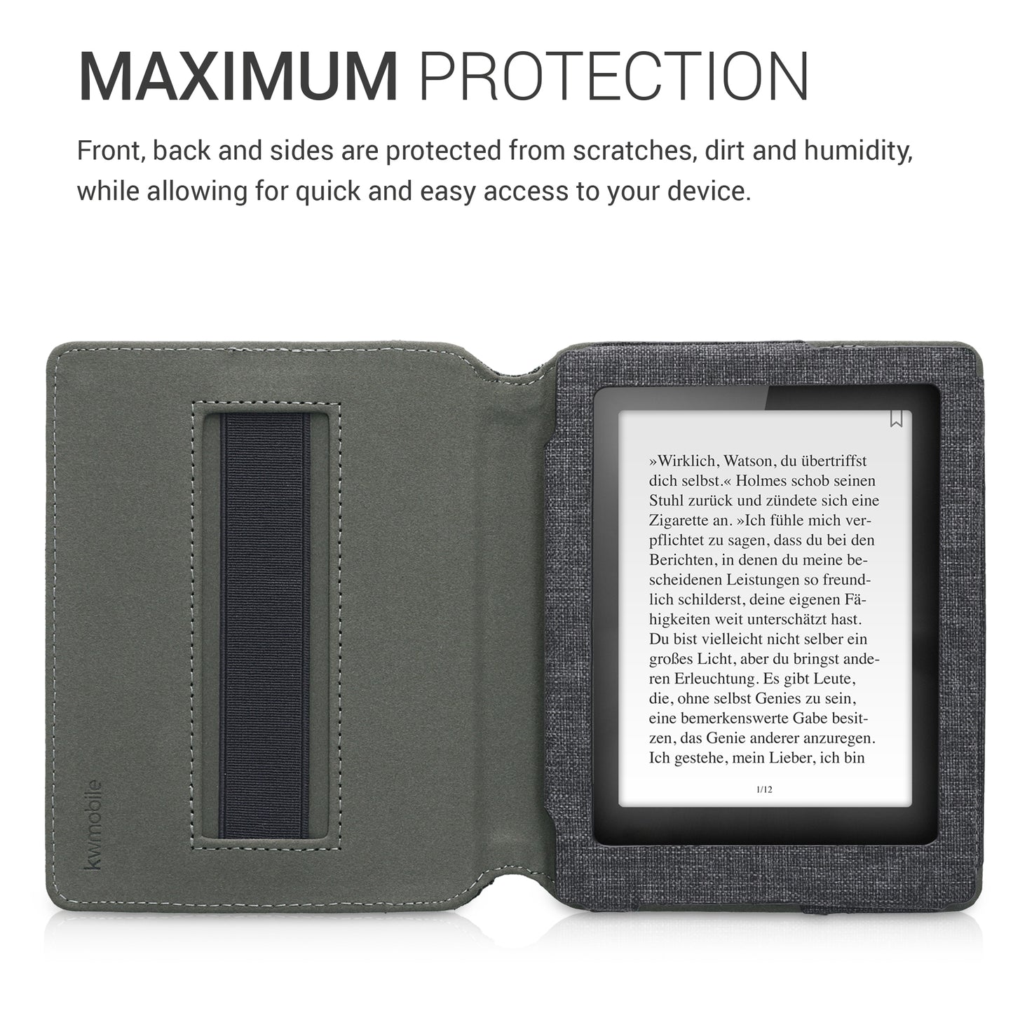 kwmobile Flip Hülle kompatibel mit Kobo Aura Edition 1 - Vorderfach Handschlaufe