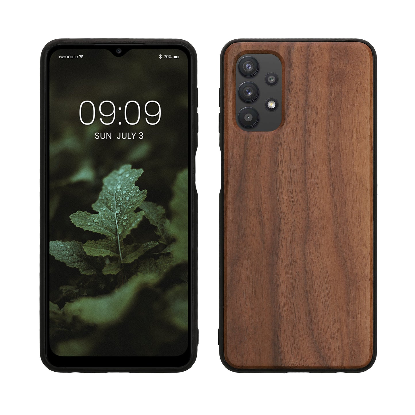 kwmobile Hülle kompatibel mit Samsung Galaxy A32 5G Hülle - Holz Case - stoßfestes Handy Cover - TPU Handyhülle in Dunkelbraun Dunkelbraun  