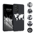 kwmobile Hülle kompatibel mit Samsung Galaxy A52 / A52 5G / A52s 5G - Handyhülle Silikon Case - Kompass Vintage Weiß Schwarz Weiß  [dsg04]