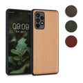 kwmobile Hülle kompatibel mit Samsung Galaxy A52 / A52 5G / A52s 5G Hülle - Holz Case - stoßfestes Handy Cover - TPU Handyhülle in Dunkelbraun Dunkelbraun  