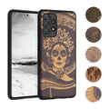 kwmobile Hülle kompatibel mit Samsung Galaxy A52 / A52 5G / A52s 5G Hülle - Holz Case - Handy Cover - TPU Handyhülle in Dunkelbraun Perlmutt-Lavendel Dunkelbraun  [dsg16]