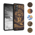 kwmobile Hülle kompatibel mit Samsung Galaxy S20 FE Hülle - Holz Case - Handy Cover - TPU Handyhülle in Dunkelbraun Kompass Vintage Dunkelbraun  [dsg07]