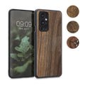 kwmobile Hülle kompatibel mit OnePlus 9 Pro Hülle - Holz Case - Handy Cover - TPU Handyhülle in Dunkelbraun Indische Sonne Dunkelbraun  [dsg02]