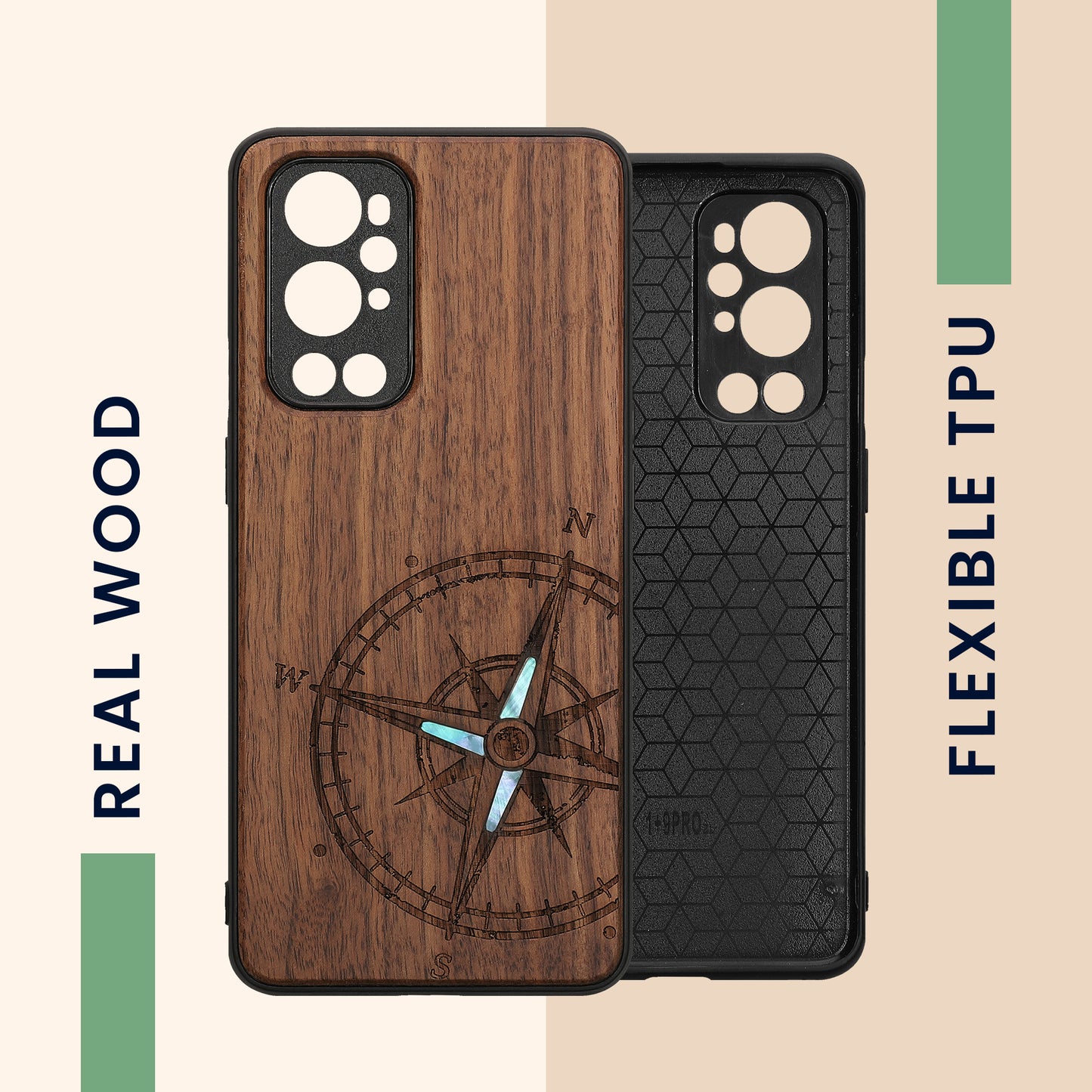 kwmobile Hülle kompatibel mit OnePlus 9 Pro Hülle - Handy Cover - TPU Handyhülle Kompass Vintage