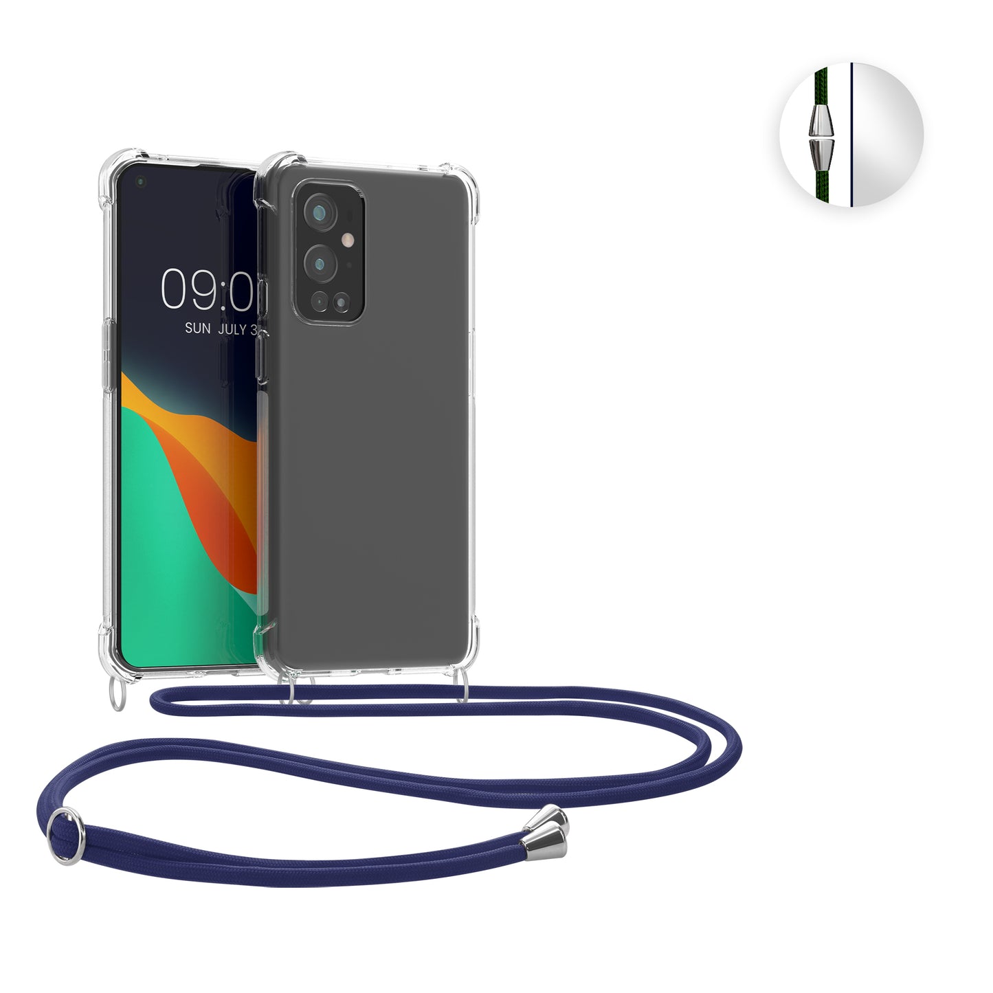kwmobile Necklace Case kompatibel mit OnePlus 9 Pro Hülle - Silikon Cover mit Handykette - Band Handyhülle Schwarz Transparent Schwarz  
