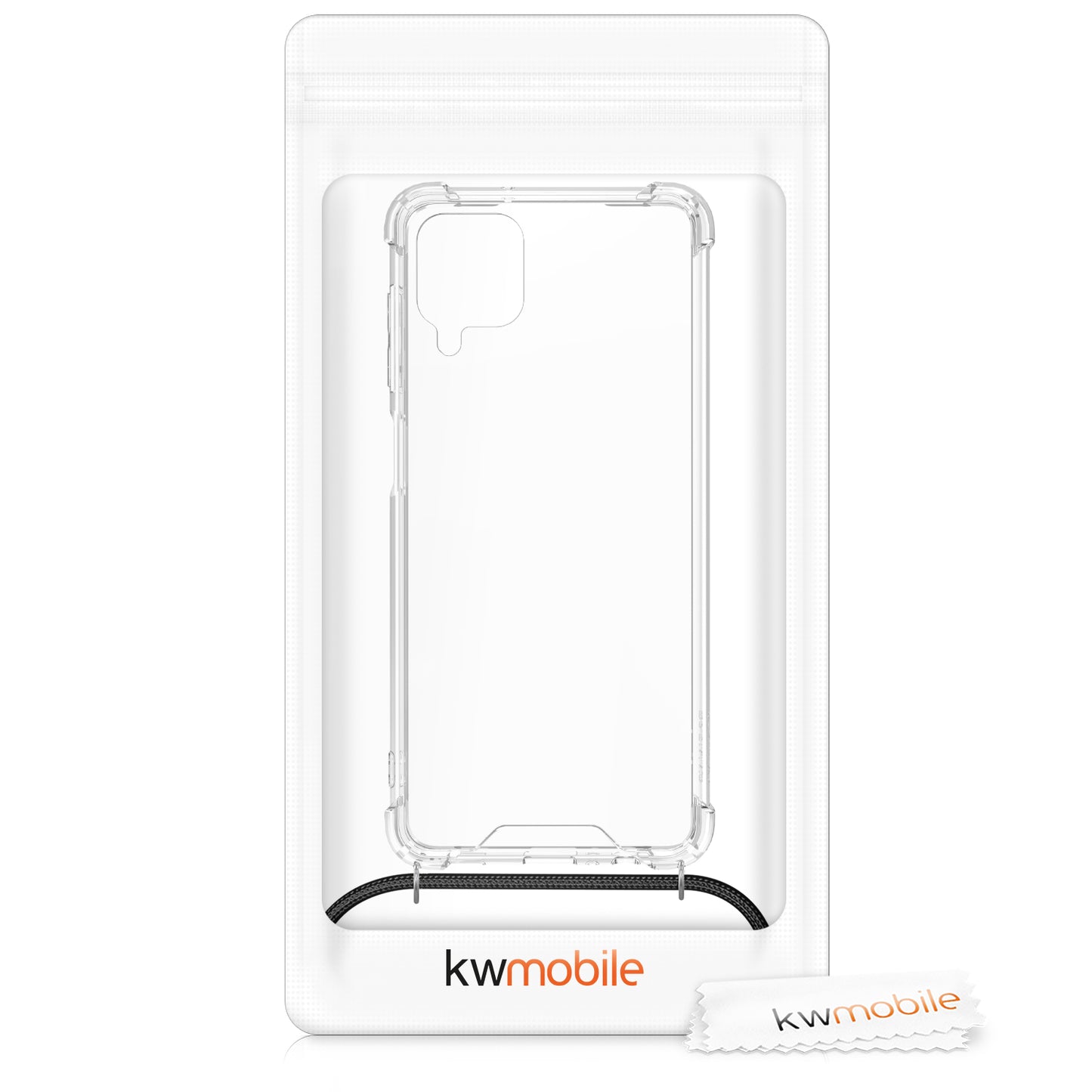 kwmobile Necklace Case kompatibel mit Samsung Galaxy A12 Hülle Silikon Cover mit Handykette Band Handyhülle Transparent