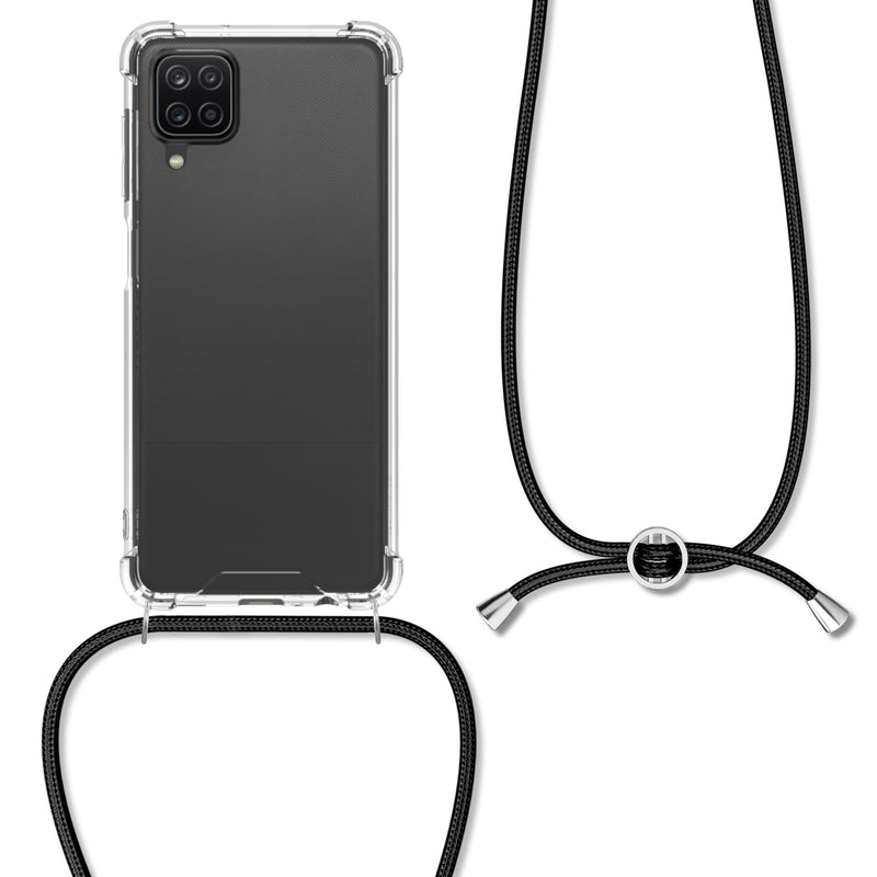 kwmobile Necklace Case kompatibel mit Samsung Galaxy A12 Hülle Silikon Cover mit Handykette Band Handyhülle Transparent