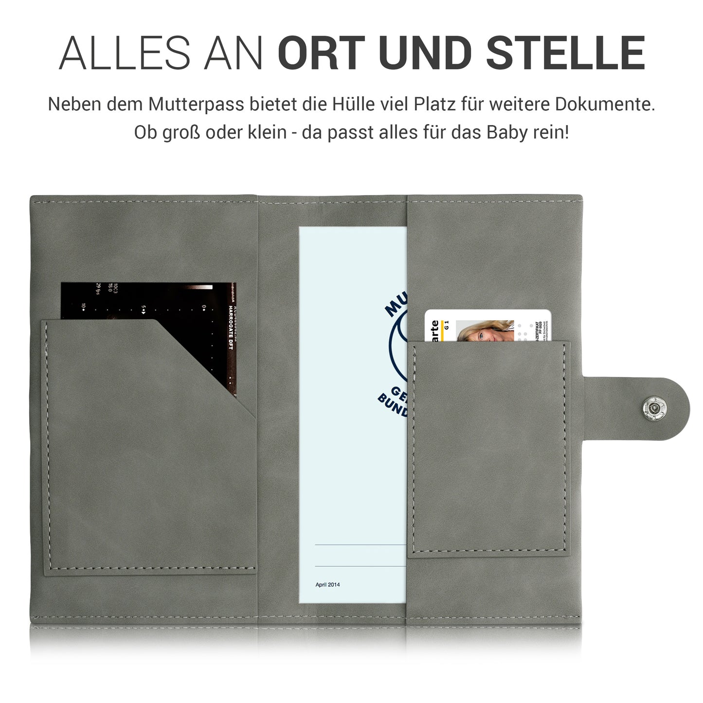 kwmobile Hülle für Mutter-Kind-Pass aus Kunstleder in Nubuklederoptik - Cover für österreichischen Mutterpass mit extra Fächern