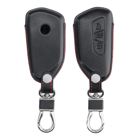 kwmobile Autoschlüssel Hülle kompatibel mit VW Golf 8 3-Tasten Autoschlüssel - Leder Schutzhülle Schlüsselhülle Dunkelbraun Dunkelbraun  [dsg03]