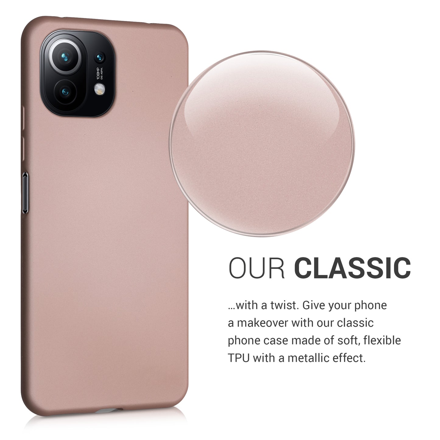 kwmobile Handyhülle für Xiaomi 11 Lite (5G) NE / Mi 11 Lite (5G) Hülle - Silikon Case metallisch schimmernd - Schutzhülle Cover