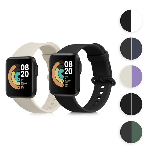 kwmobile 2x Uhrenarmband für Xiaomi Mi Watch Lite / Redmi Watch Armband - Fitnesstracker Band Set aus TPU Silikon - Ersatzarmband Smartwatch - Dunkelblau Altrosa Dunkelblau  [dsg10]