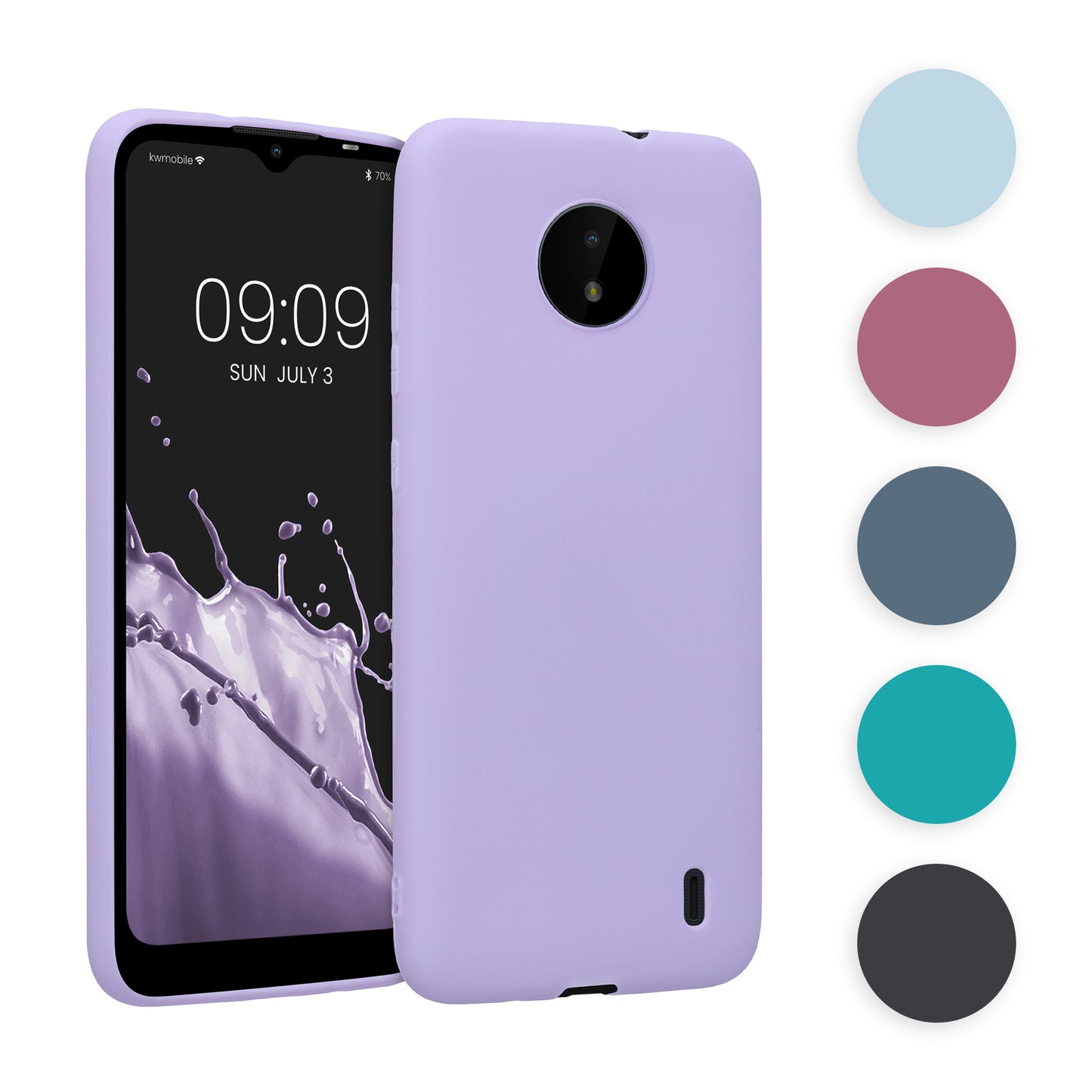 kwmobile Hülle kompatibel mit Nokia C20 / C10 Hülle - weiches TPU Silikon Case - Cover geeignet für kabelloses Laden - Dunkler Schiefer Dunkler Schiefer  