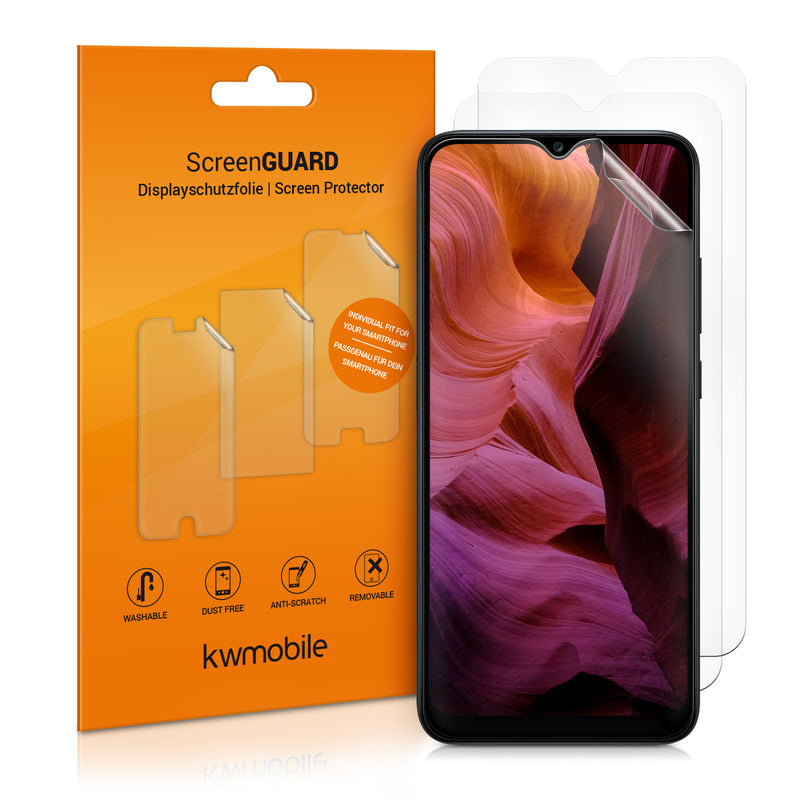 kwmobile 3x Displayschutzfolie kompatibel mit Samsung Galaxy A02s Folie - klare Schutzfolien Set in transparent Transparent  