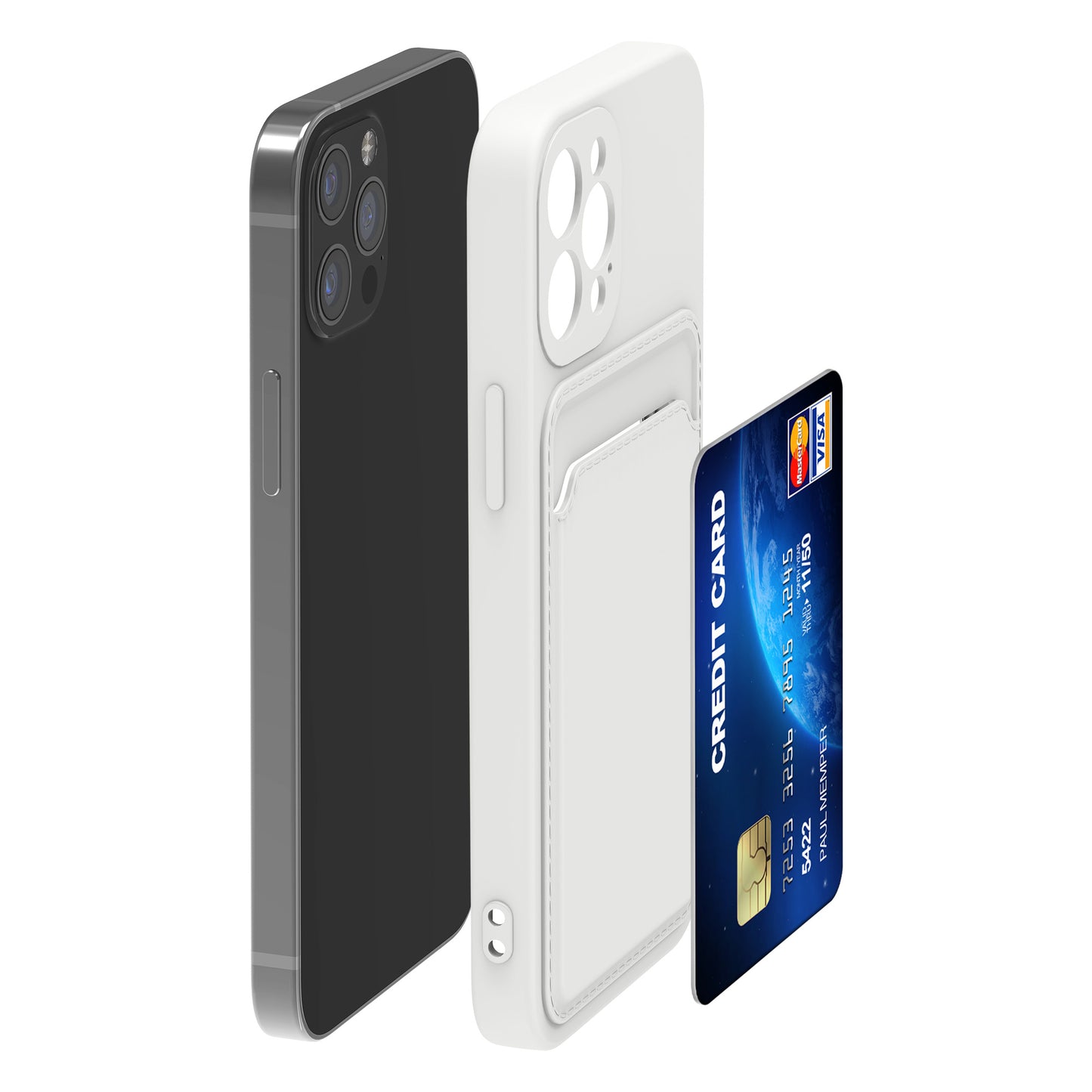 kwmobile Handyhülle kompatibel mit Apple iPhone 12 / iPhone 12 Pro Hülle - Handy Cover mit Fach für Karten
