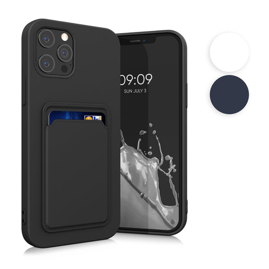 kwmobile Handyhülle kompatibel mit Apple iPhone 12 Pro Max Hülle - Handy Cover mit Fach für Karten - in Schwarz Schwarz  