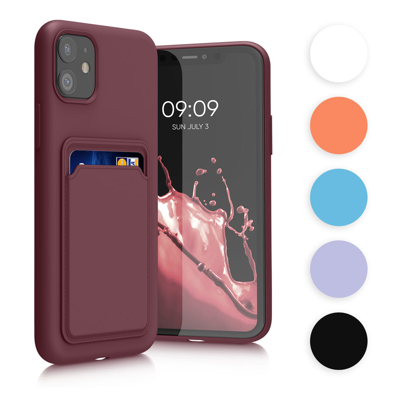 kwmobile Handyhülle kompatibel mit Apple iPhone 11 Hülle - Handy Cover mit Fach für Karten - in Hellgrau matt Hellgrau matt  