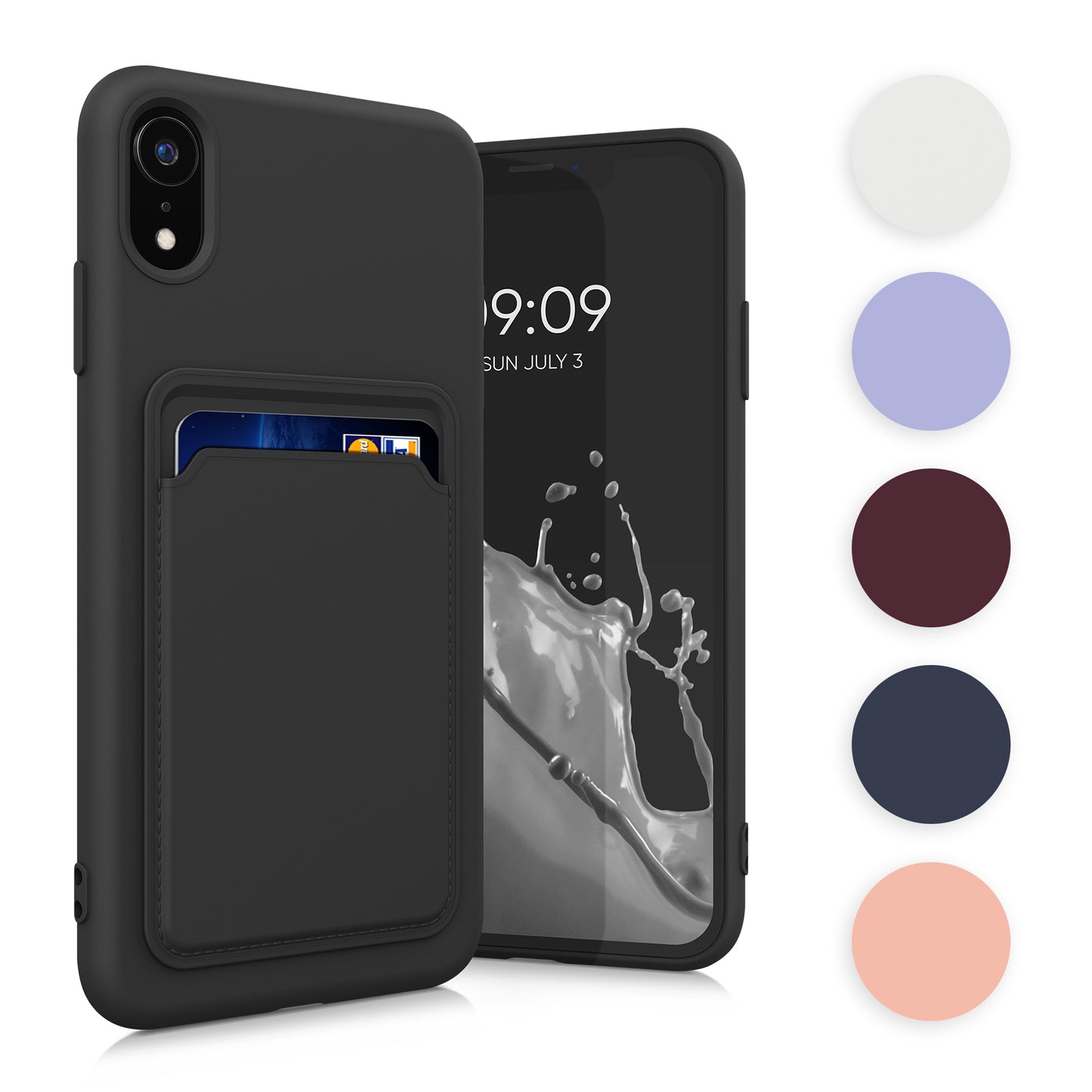 kwmobile Handyhülle kompatibel mit Apple iPhone XR Hülle - Handy Cover mit Fach für Karten - in Hellblau matt Hellblau matt  