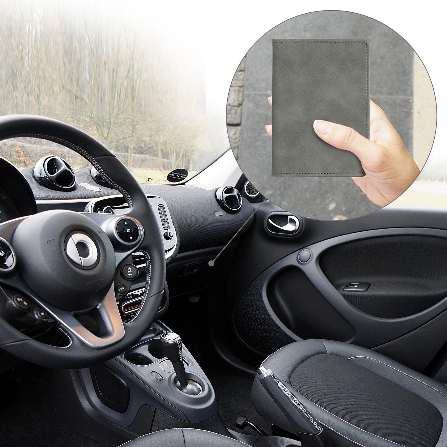 kwmobile Fahrzeugschein Hülle mit Kartenfächern - Etui Tasche für Auto Zulassungsbescheinigung Führerschein
