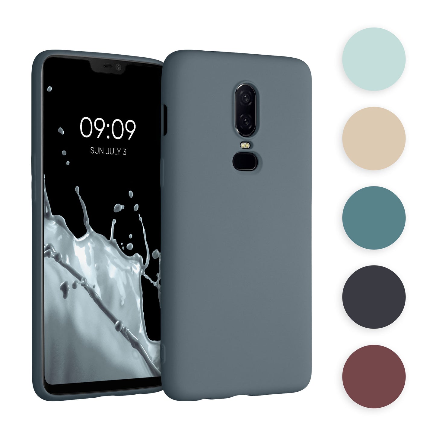 kwmobile Hülle kompatibel mit OnePlus 6 Hülle - gummierte TPU Silikon Handyhülle - Schutzhülle für kabelloses Laden - Case in Petrol matt Petrol matt  