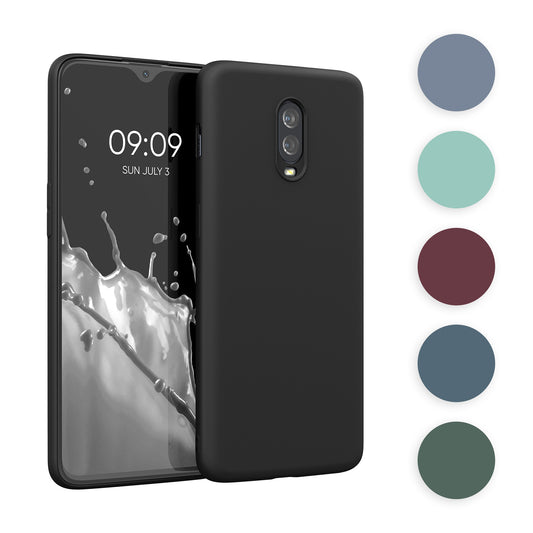 kwmobile Hülle kompatibel mit OnePlus 6T Hülle - gummierte TPU Silikon Handyhülle - Schutzhülle für kabelloses Laden - Case in Dunkelblau matt Dunkelblau matt  