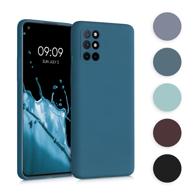 kwmobile Hülle kompatibel mit OnePlus 8T Hülle - gummierte TPU Silikon Handyhülle - Schutzhülle für kabelloses Laden - Case in Petrol matt Petrol matt  