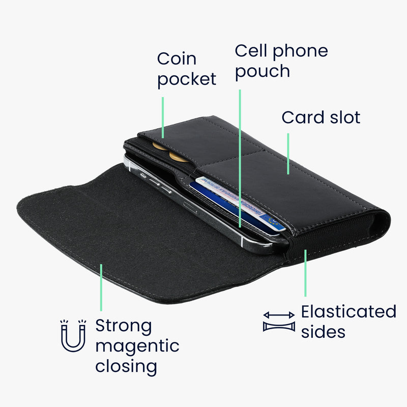 kwmobile Handy Gürteltasche mit Kartenfächern - Hülle 17,2 x 8,5 cm Handytasche mit Gürtelschlaufe Clip